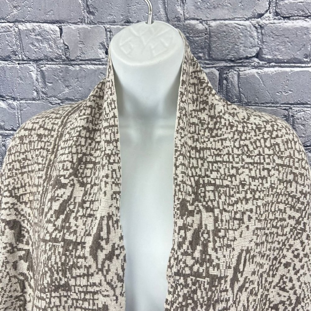 J. Jill Pure Jill  Birch Bark Print Beige Open Front Cardigan Sweater Large - Picture 6 of 10
